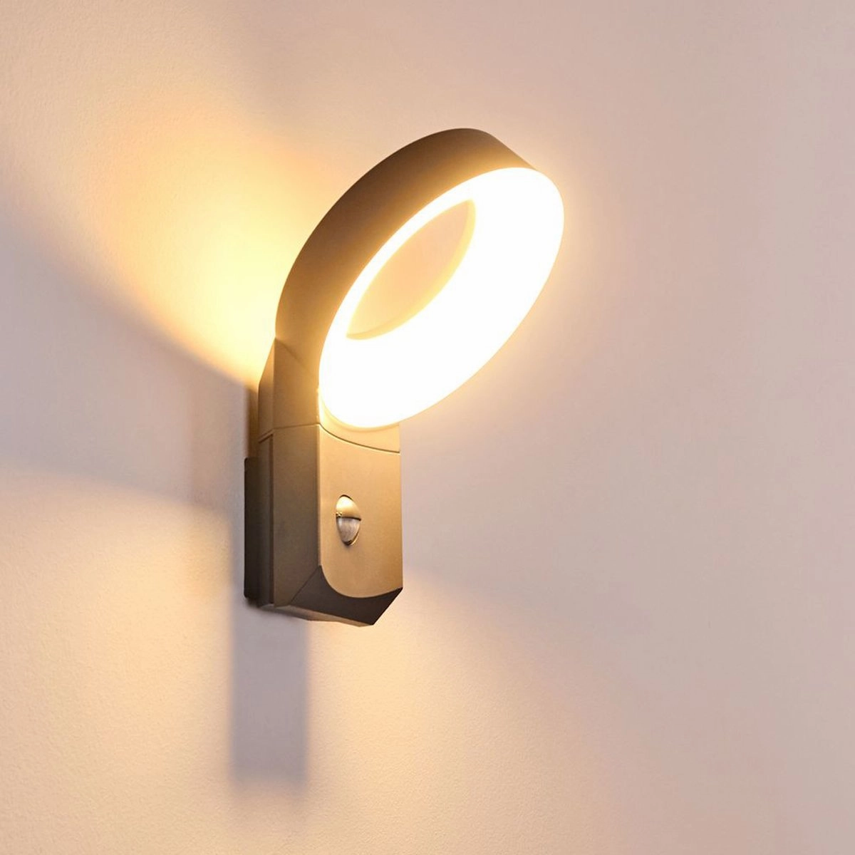 CGC THEA Dark Grey Halo LED Outdoor Motion Sensor Wall LightOutdoor wall sconces with motion sensor