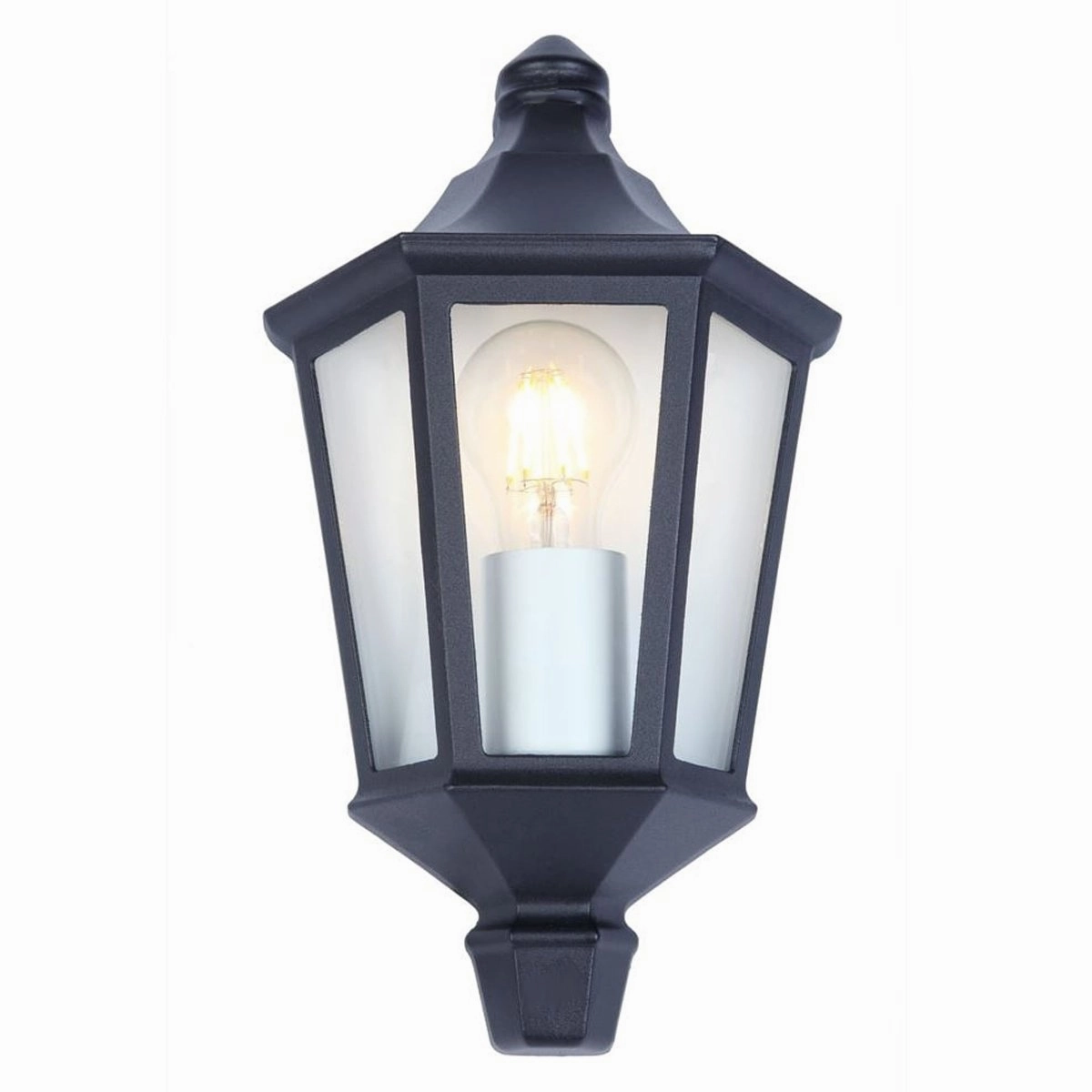 CGC TYRA Black Vintage Style Half Lantern Outdoor Wall Light