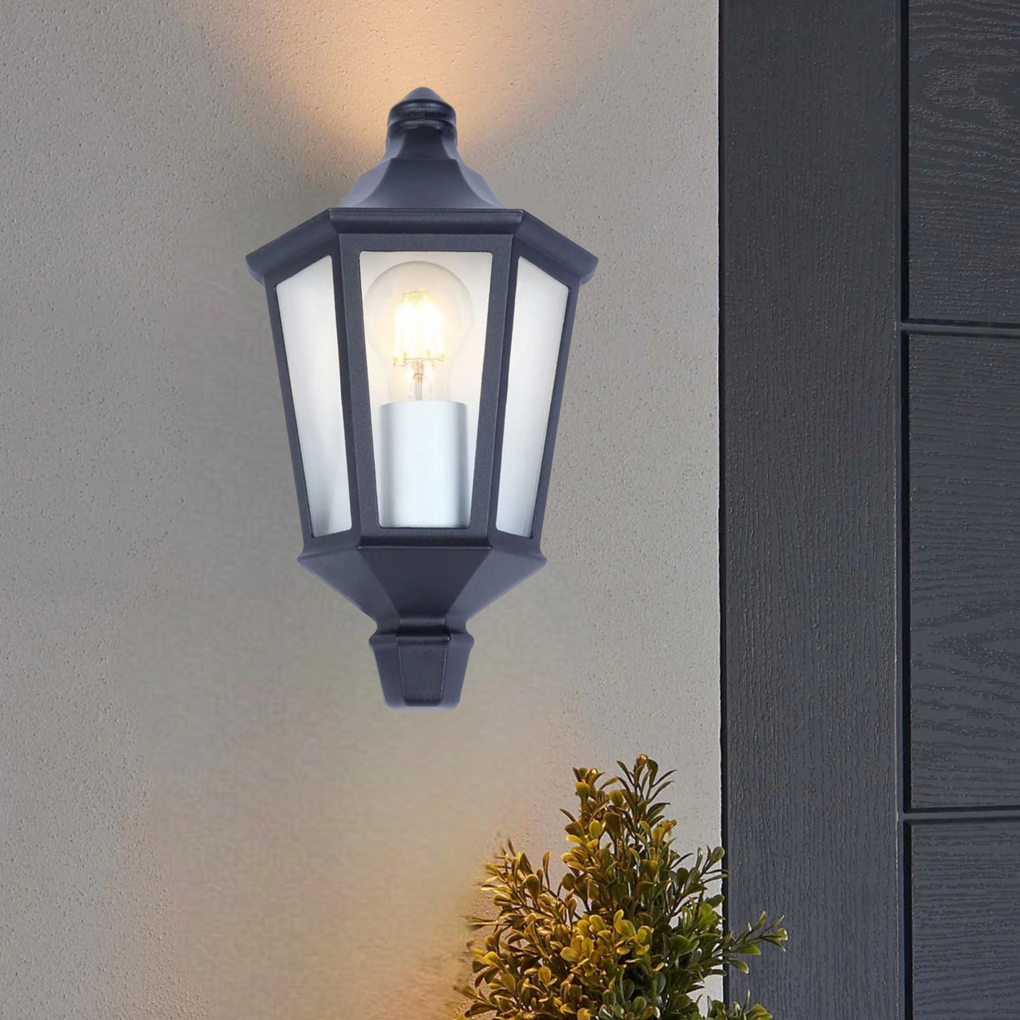 CGC TYRA Black Vintage Style Half Lantern Outdoor Wall LightWeatherproof outdoor lighting
