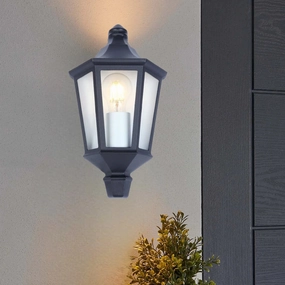CGC TYRA Black Vintage Style Half Lantern Outdoor Wall LightWeatherproof outdoor lighting