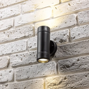 CGC VALENTINE Black Outdoor Up and Down Cylinder SpotlightOutdoor wall sconces with motion sensor