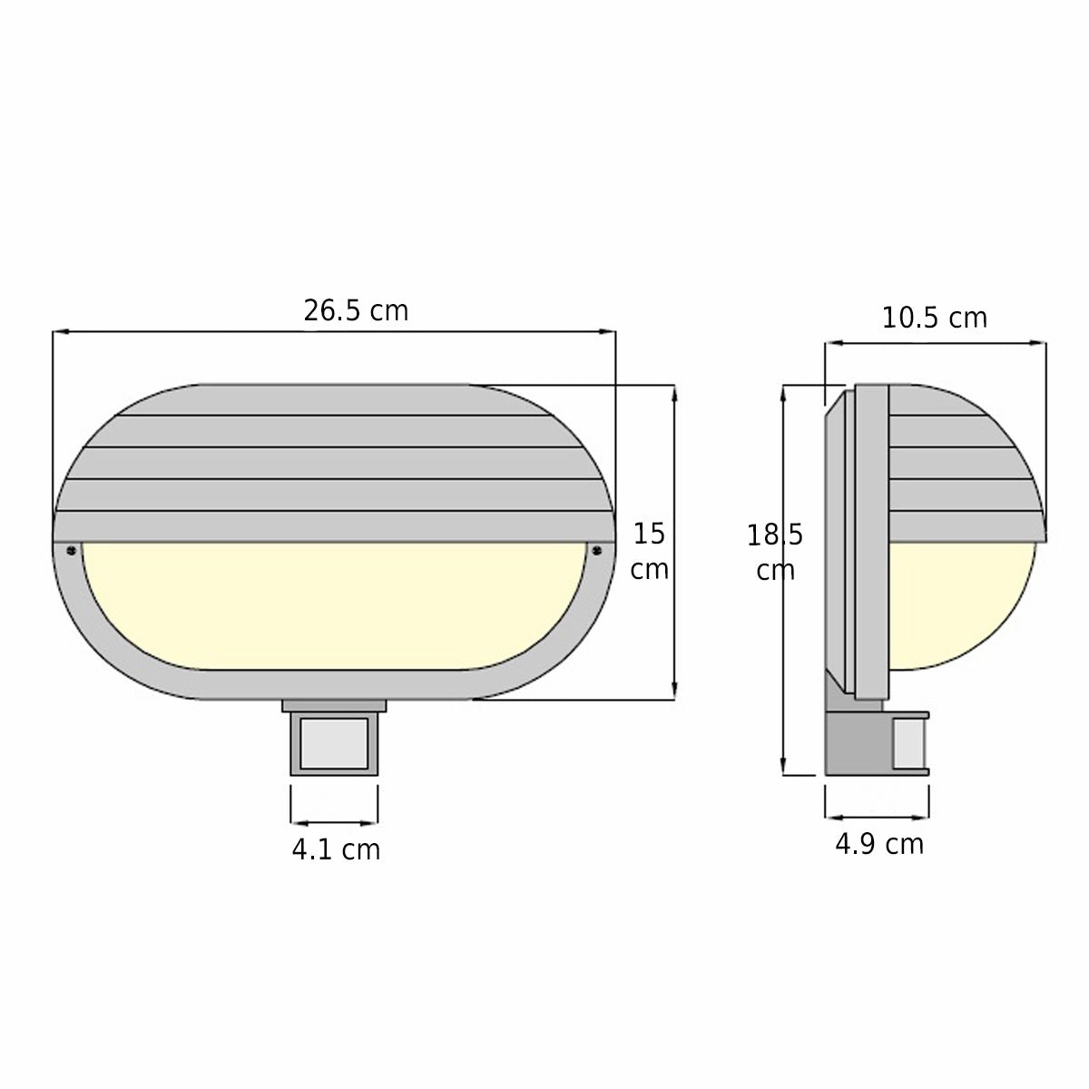 CGC VESPA White Oval Eyelid Bulkhead Wall Light With Motion Sensor