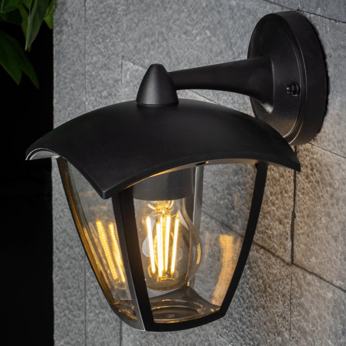 CGC VIOLET Down Black Outdoor Wall Lantern Light
