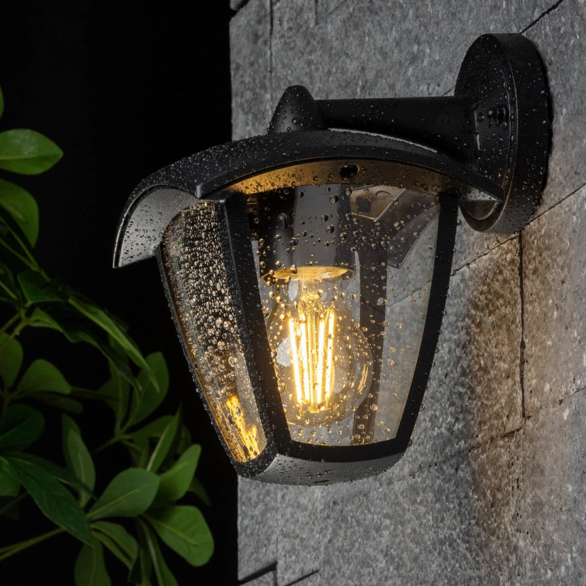 CGC VIOLET Down Black Outdoor Wall Lantern Light