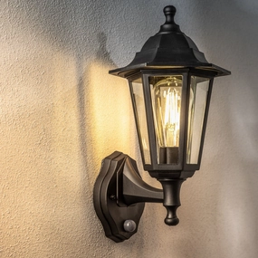 CGC YASMIN Black Outdoor Traditional Lantern Style Wall Light With Motion SensorOutdoor wall sconces with motion sensor
