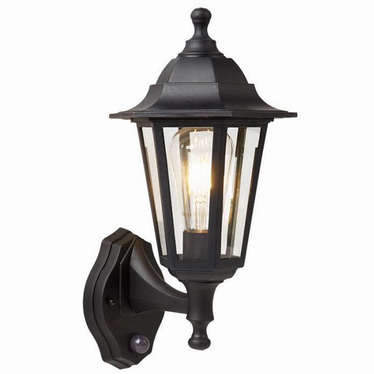 CGC YASMIN Black Outdoor Traditional Lantern Style Wall Light With Motion Sensor