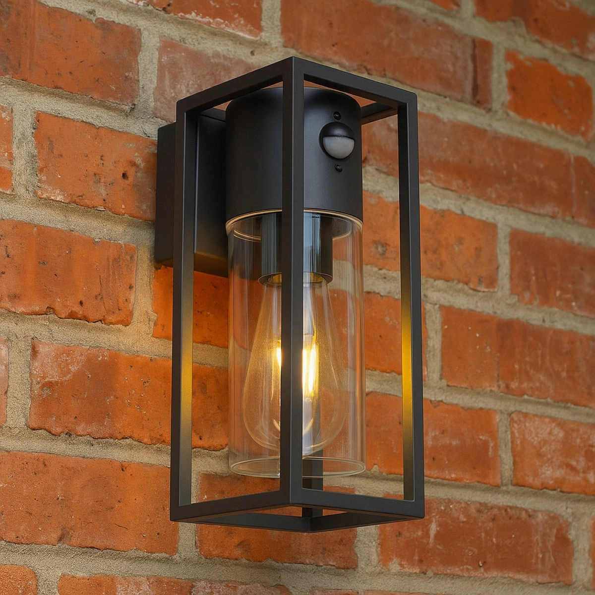 CGC ZOEY PIR Anthracite Dark Grey E27 Outdoor Wall Light Clear Diffuser IP54