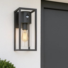 CGC ZOEY PIR Anthracite Dark Grey E27 Outdoor Wall Light Clear Diffuser IP54Outdoor wall sconces with motion sensor