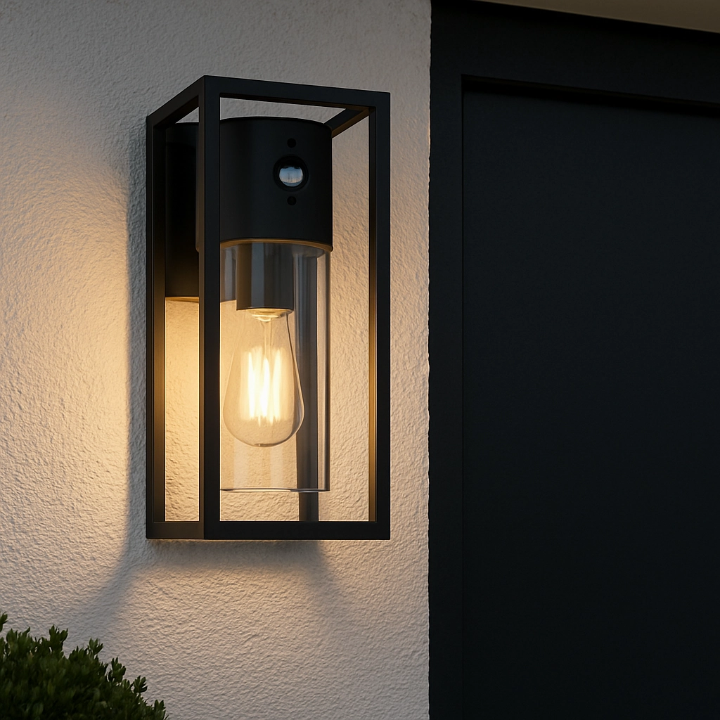 CGC ZOEY PIR Anthracite Dark Grey E27 Outdoor Wall Light Clear Diffuser IP54