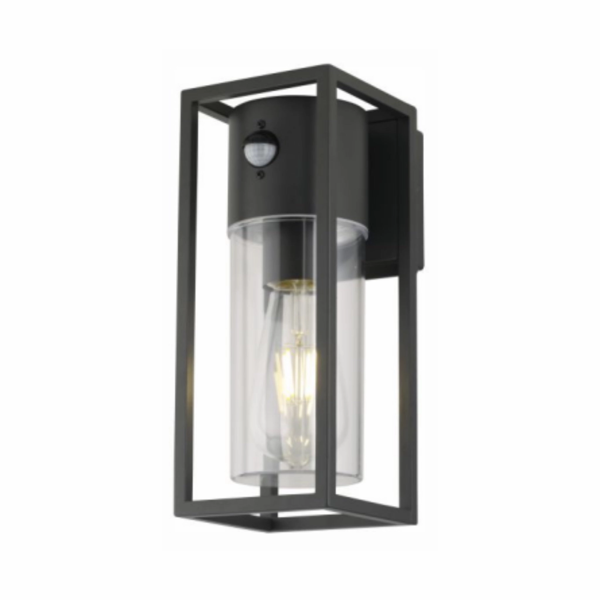 CGC ZOEY PIR Anthracite Dark Grey E27 Outdoor Wall Light Clear Diffuser IP54