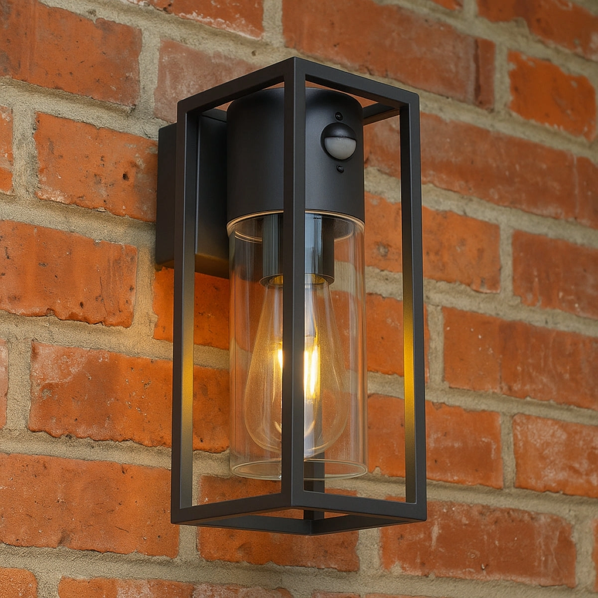 CGC ZOEY PIR Anthracite Dark Grey E27 Outdoor Wall Light Clear Diffuser IP54