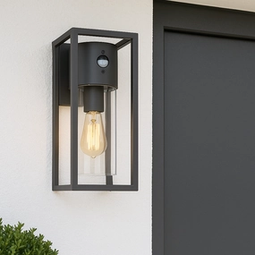 CGC ZOEY PIR Anthracite Dark Grey E27 Outdoor Wall Light Clear Diffuser IP54Weatherproof outdoor lighting