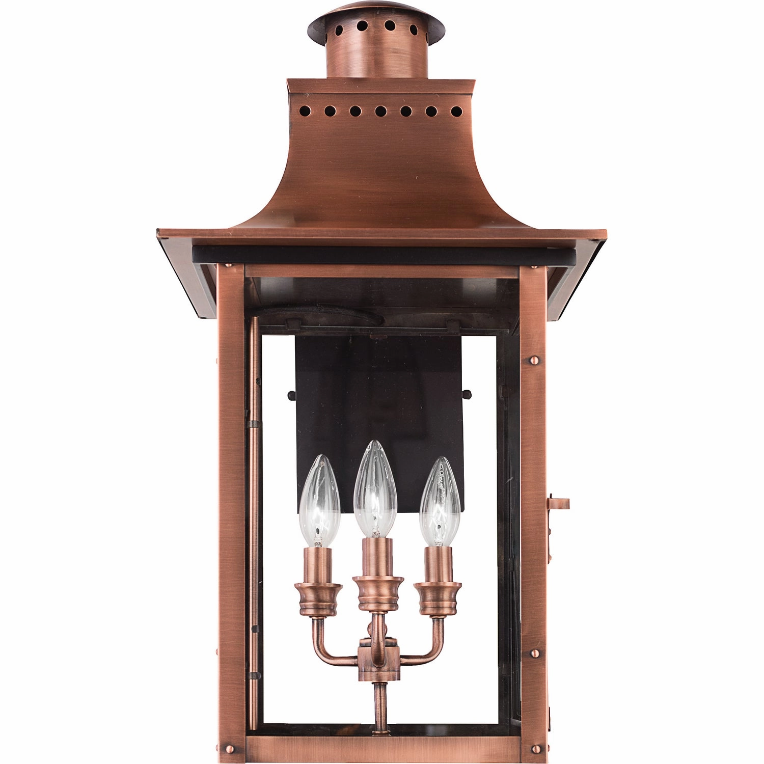 Chalmers Three Light Outdoor Wall Lantern Aged Copper