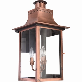 Chalmers Three Light Outdoor Wall Lantern Aged CopperOutdoor wall sconces with motion sensor