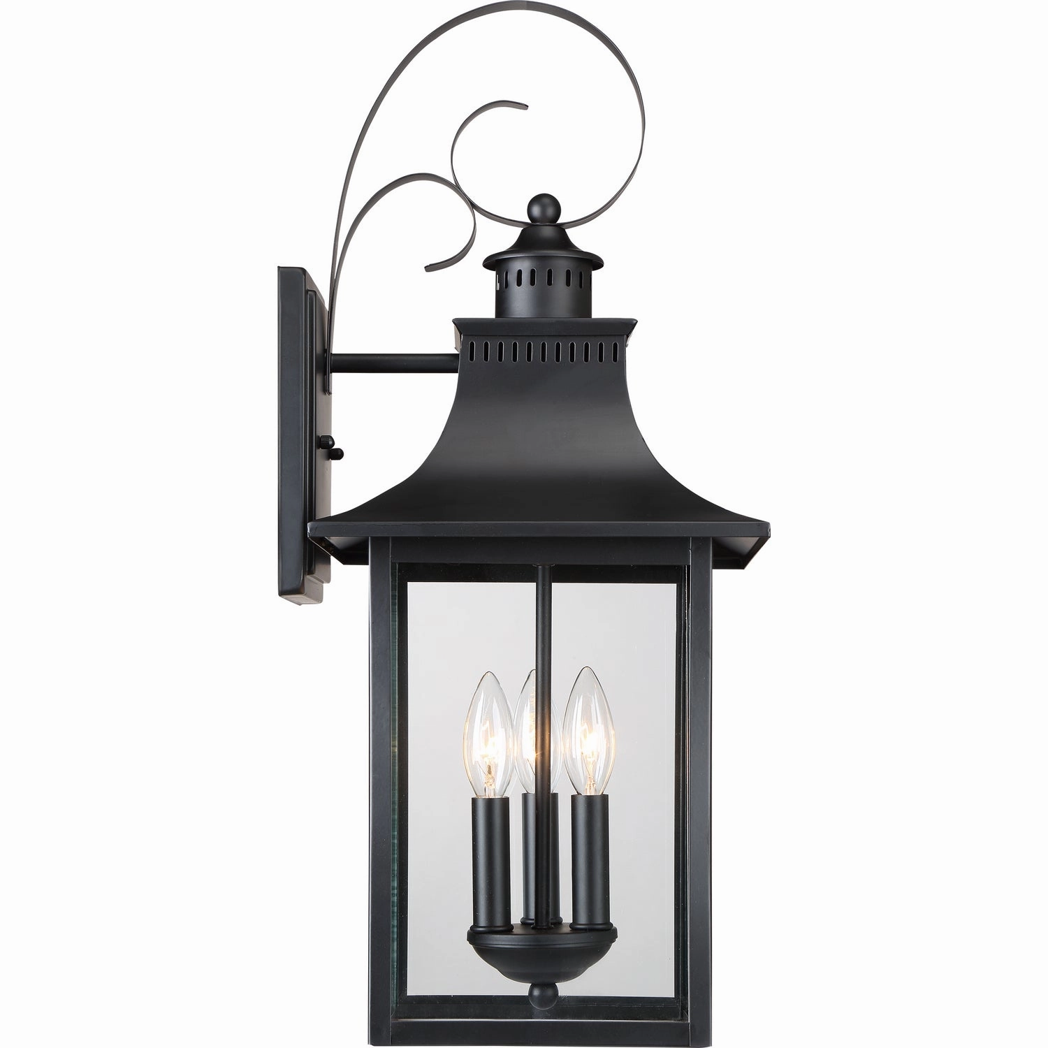 Chancellor Three Light Outdoor Wall Lantern Mystic Black