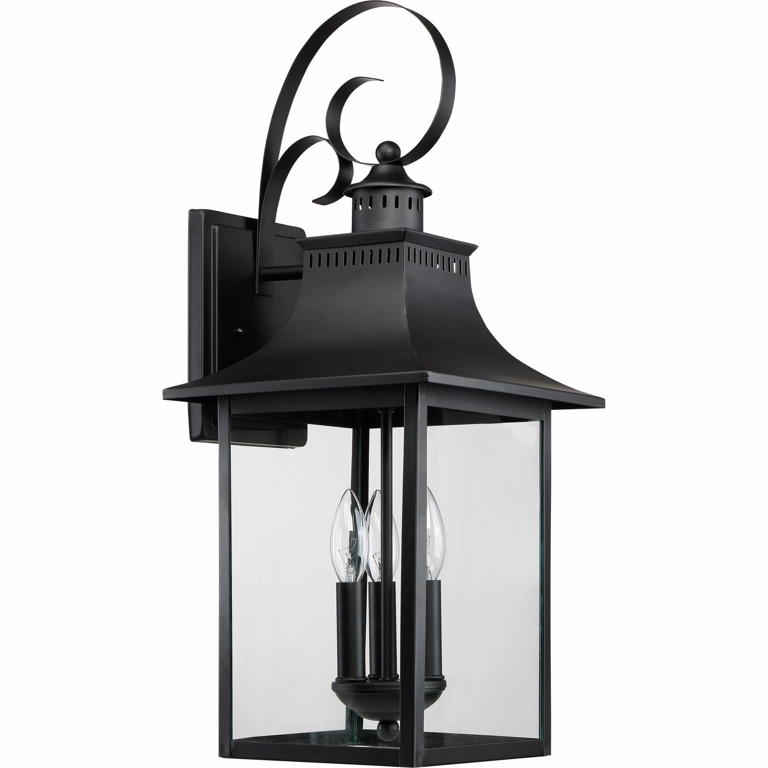 Chancellor Three Light Outdoor Wall Lantern Mystic Black