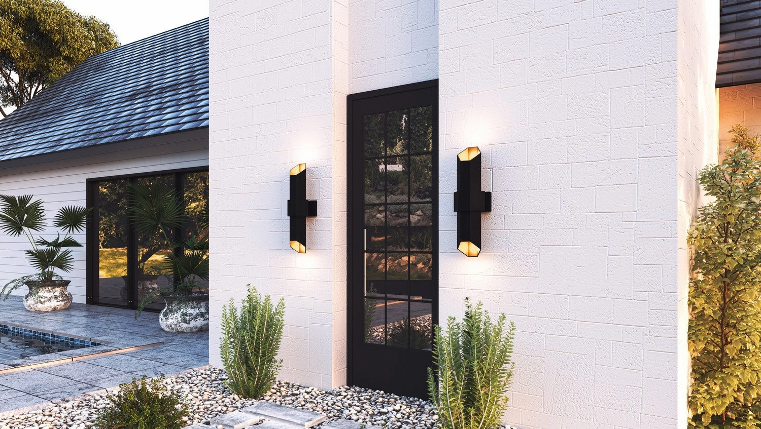 Chasm LED Outdoor Wall Mount Matte Black Gold