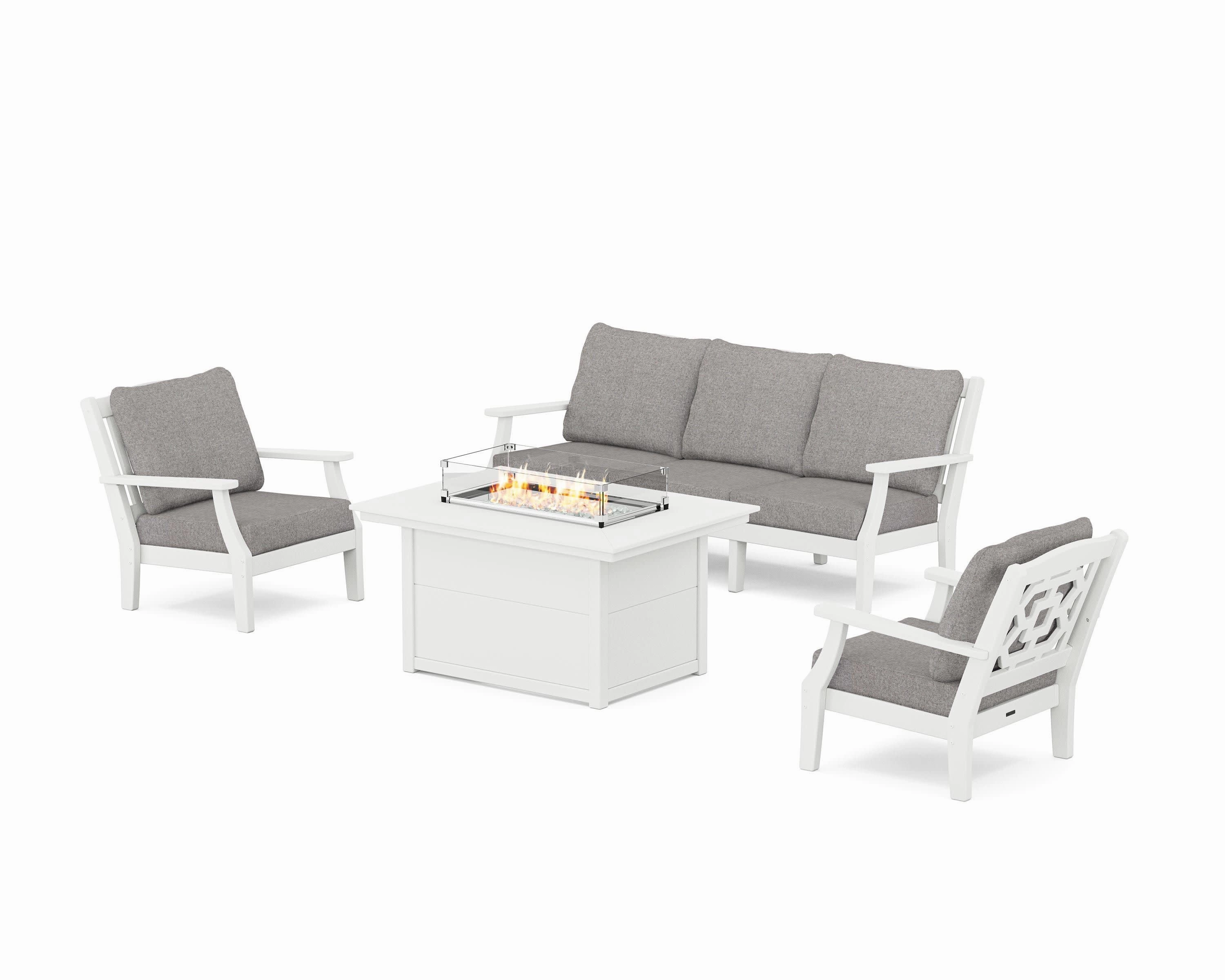 Chinoiserie Deep Seating Fire Pit Table Set