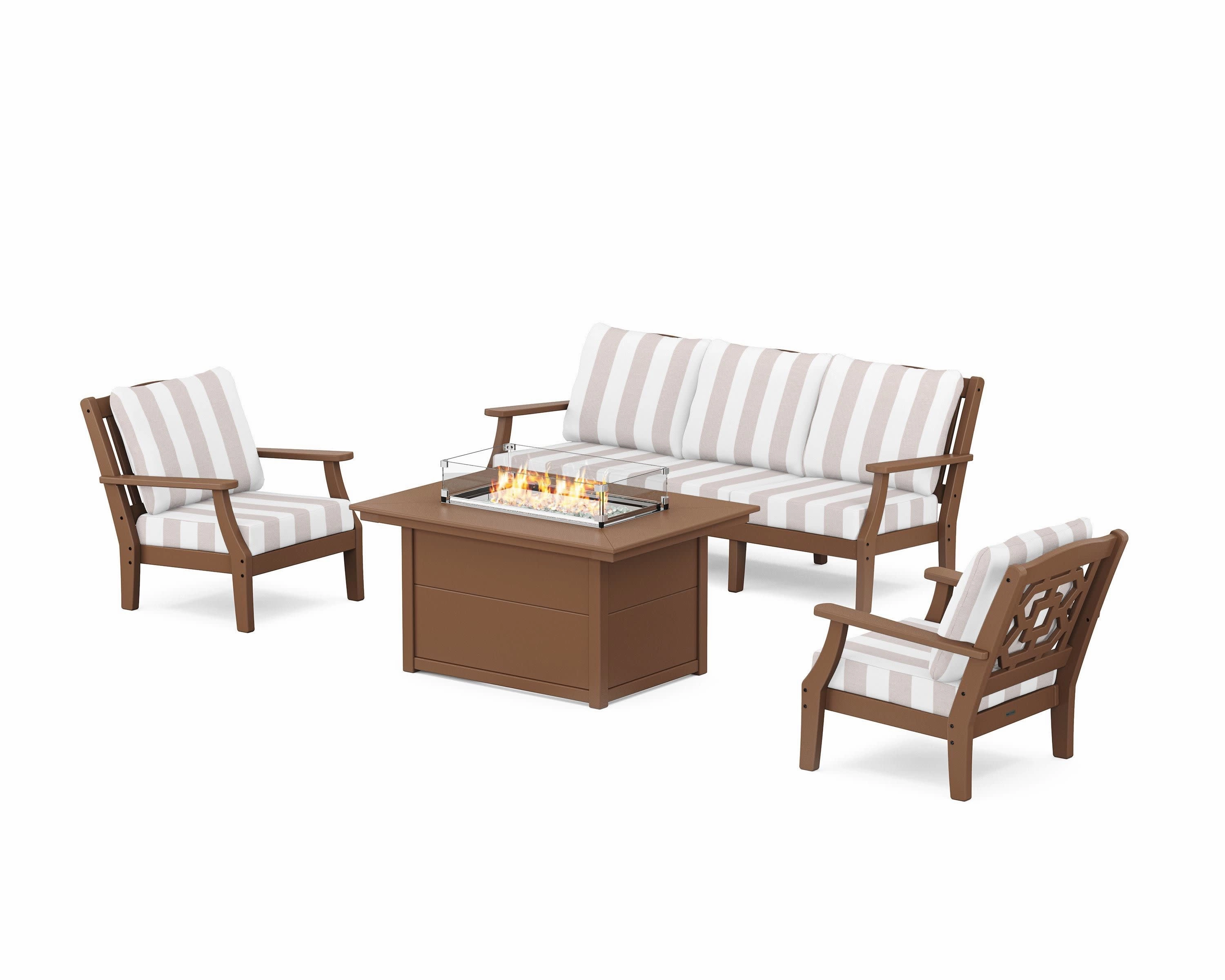 Chinoiserie Deep Seating Fire Pit Table Set