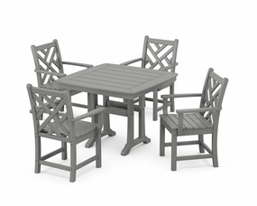Chippendale 5-Piece Dining Set with Trestle Legsoutdoor patio furniture set
