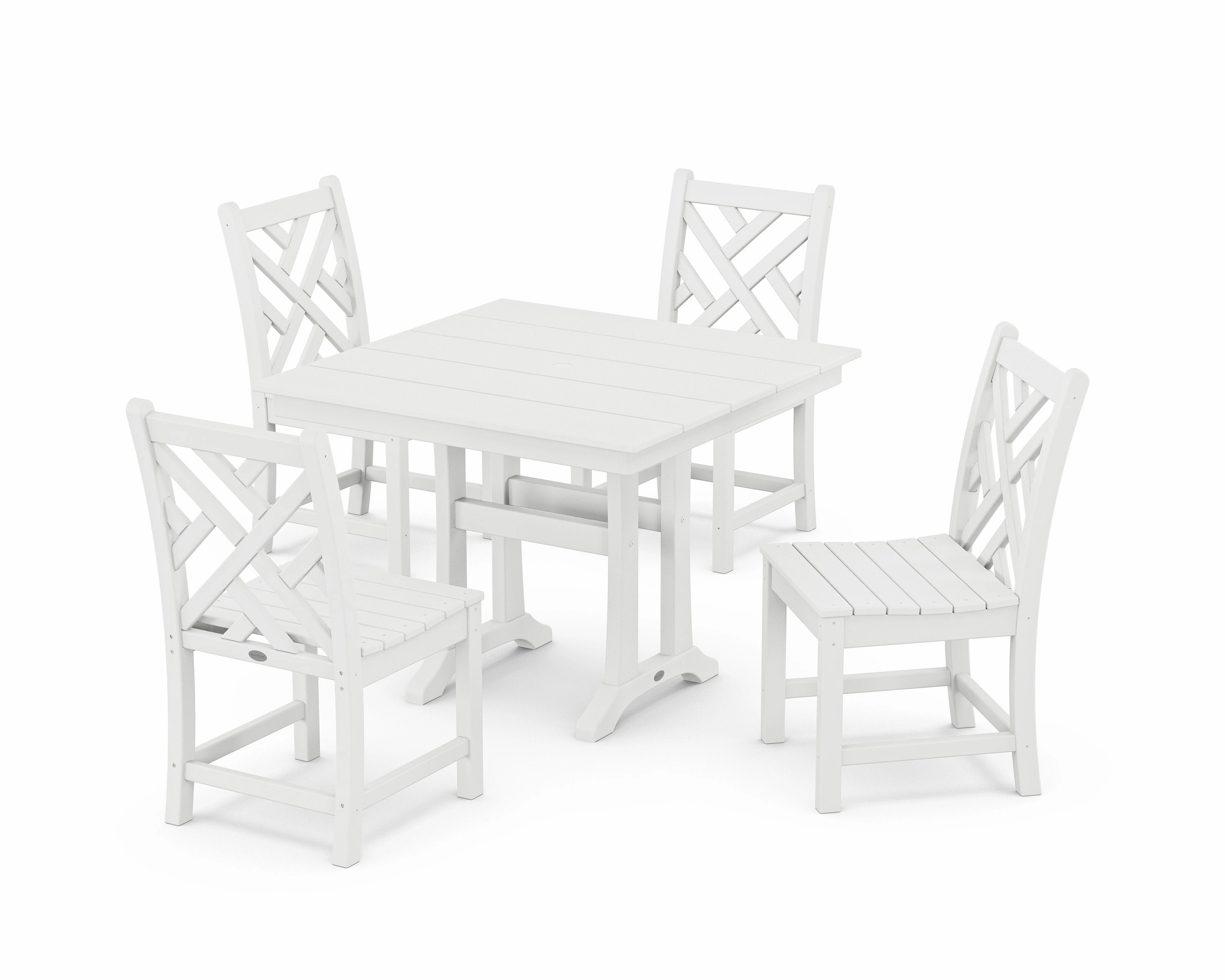 Chippendale 5-Piece Farmhouse Trestle Side Chair Dining Set