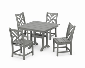 Chippendale 5-Piece Farmhouse Trestle Side Chair Dining Setoutdoor patio furniture set