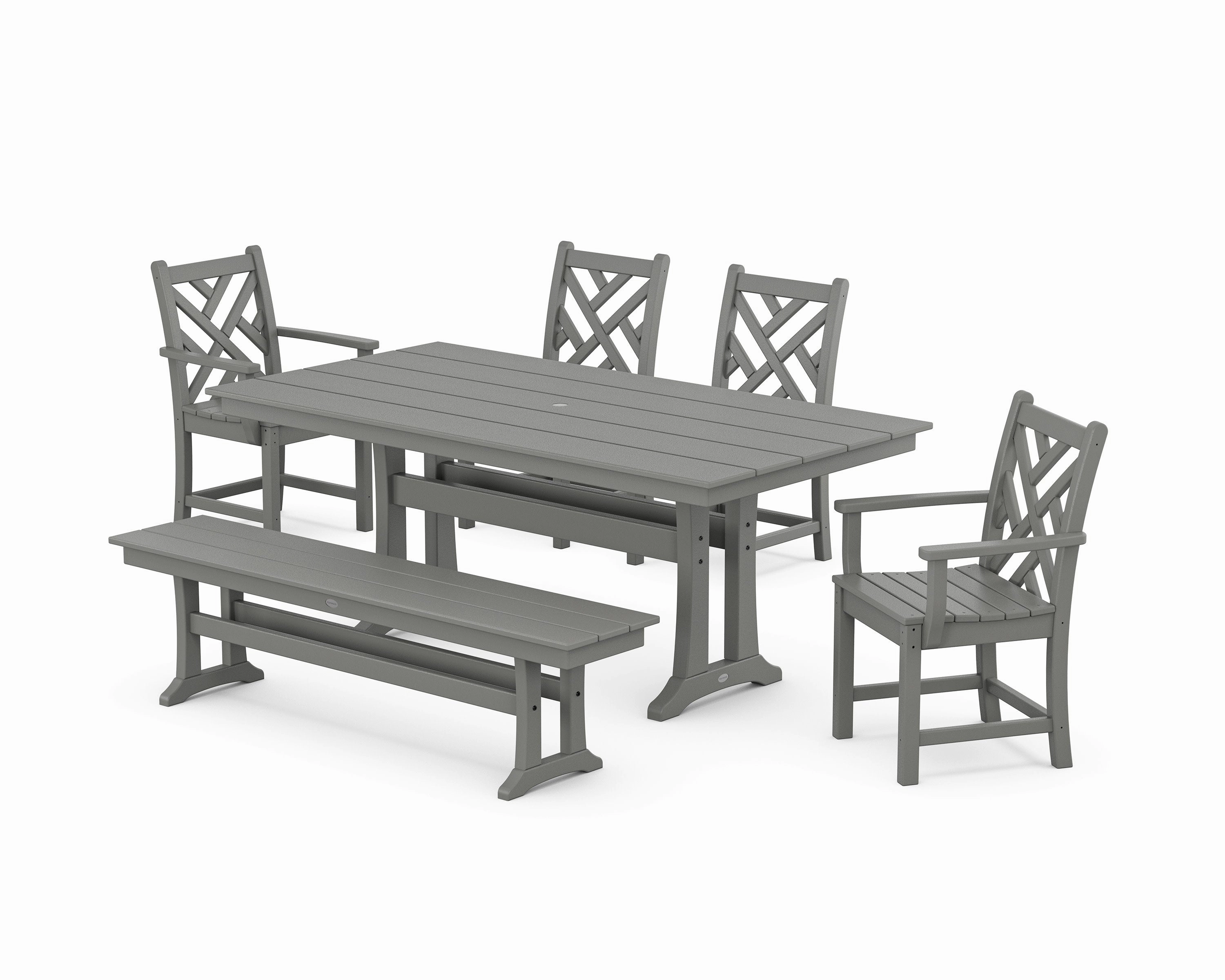 Chippendale 6-Piece Farmhouse Dining Set With Trestle Legsoutdoor patio furniture set