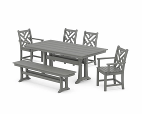 Chippendale 6-Piece Farmhouse Dining Set With Trestle Legsoutdoor patio furniture set