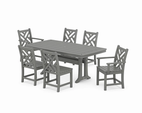 Chippendale 7-Piece Dining Set with Trestle Legsoutdoor patio furniture set