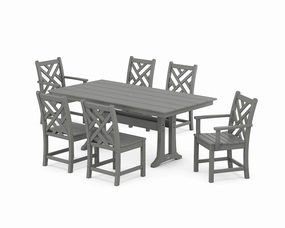 Chippendale 7-Piece Farmhouse Trestle Dining Setoutdoor patio furniture set
