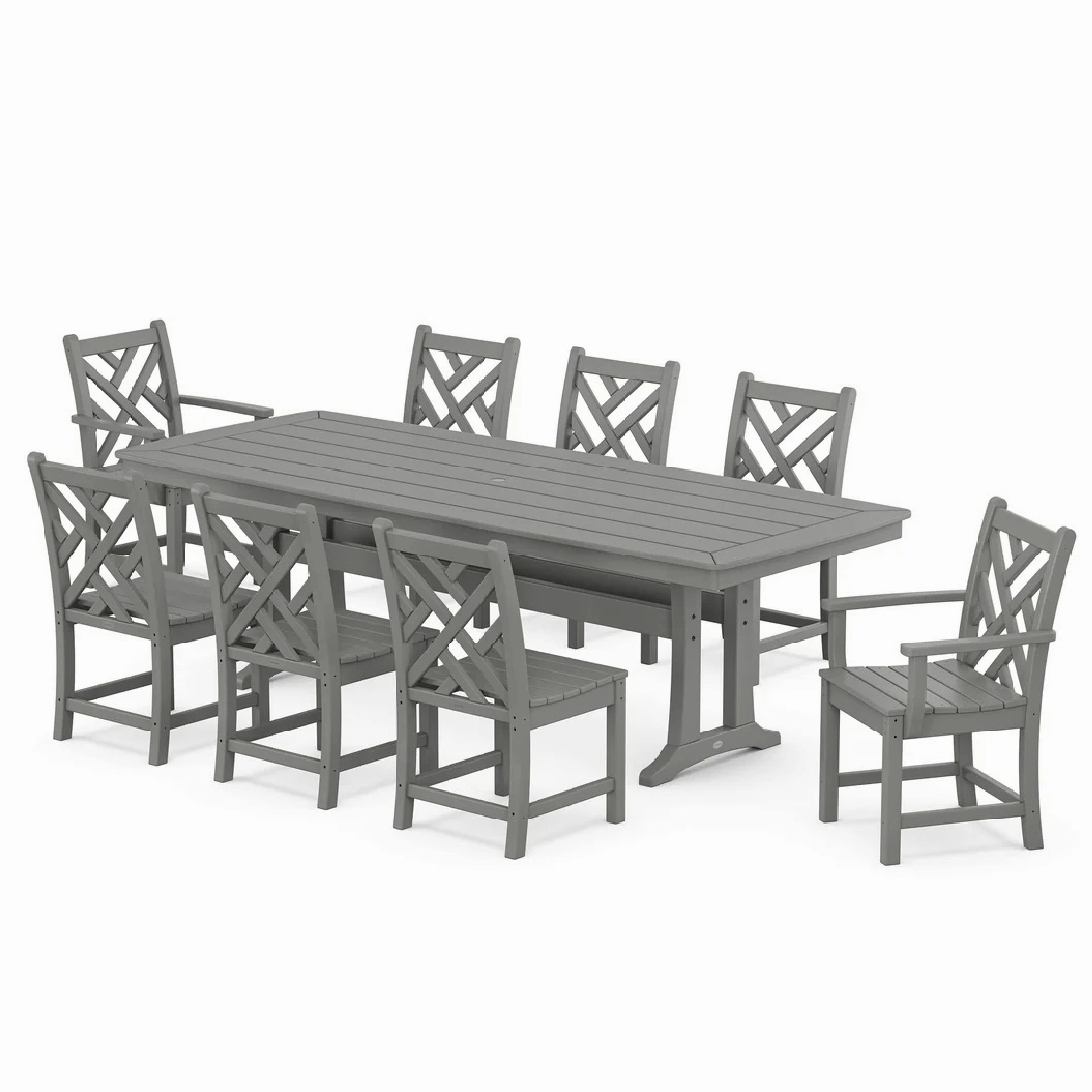Chippendale 9-Piece Dining Set with Trestle Legsoutdoor patio furniture set