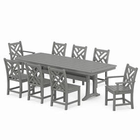 Chippendale 9-Piece Dining Set with Trestle Legsoutdoor patio furniture set