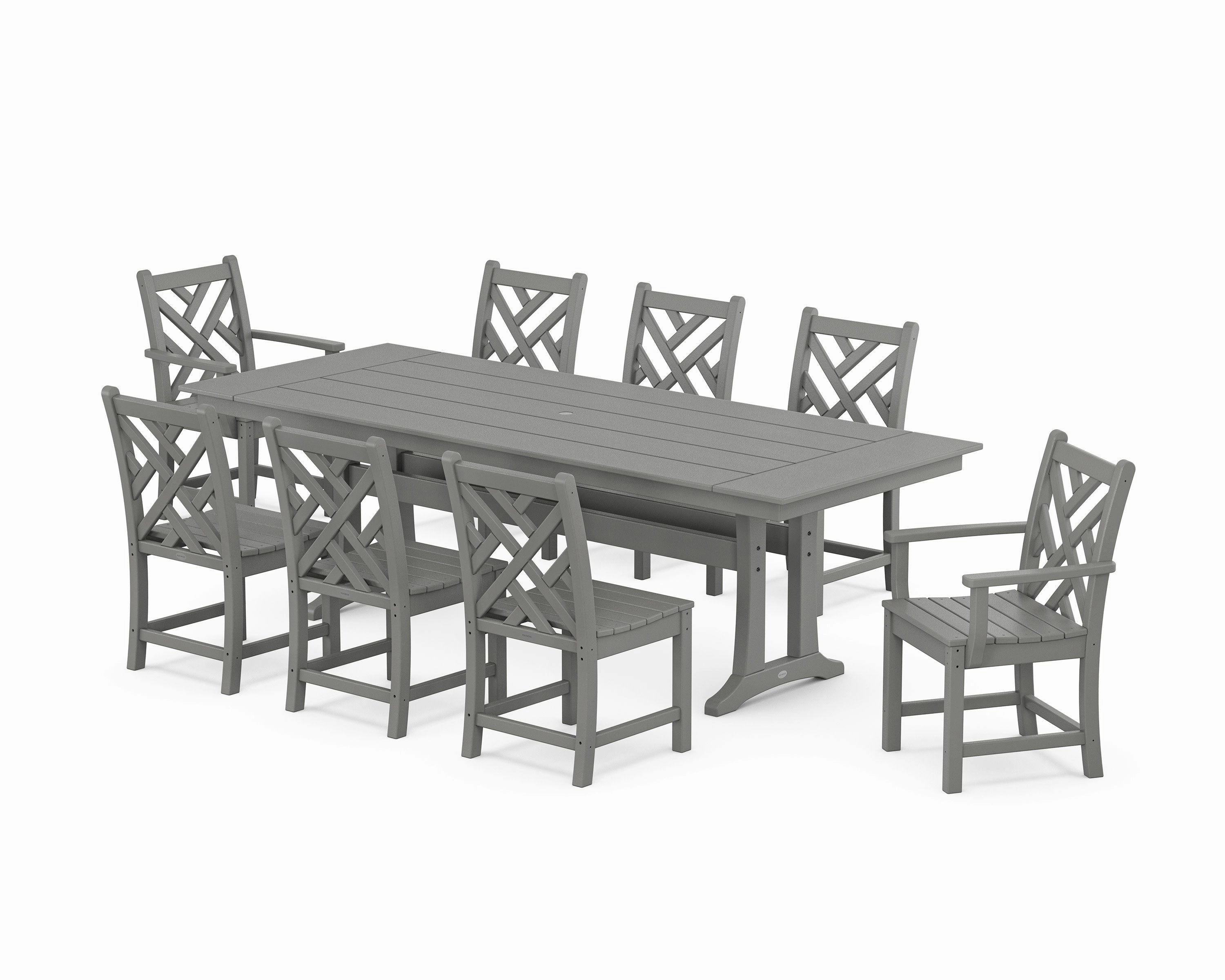 Chippendale 9-Piece Farmhouse Dining Set with Trestle Legsoutdoor patio furniture set
