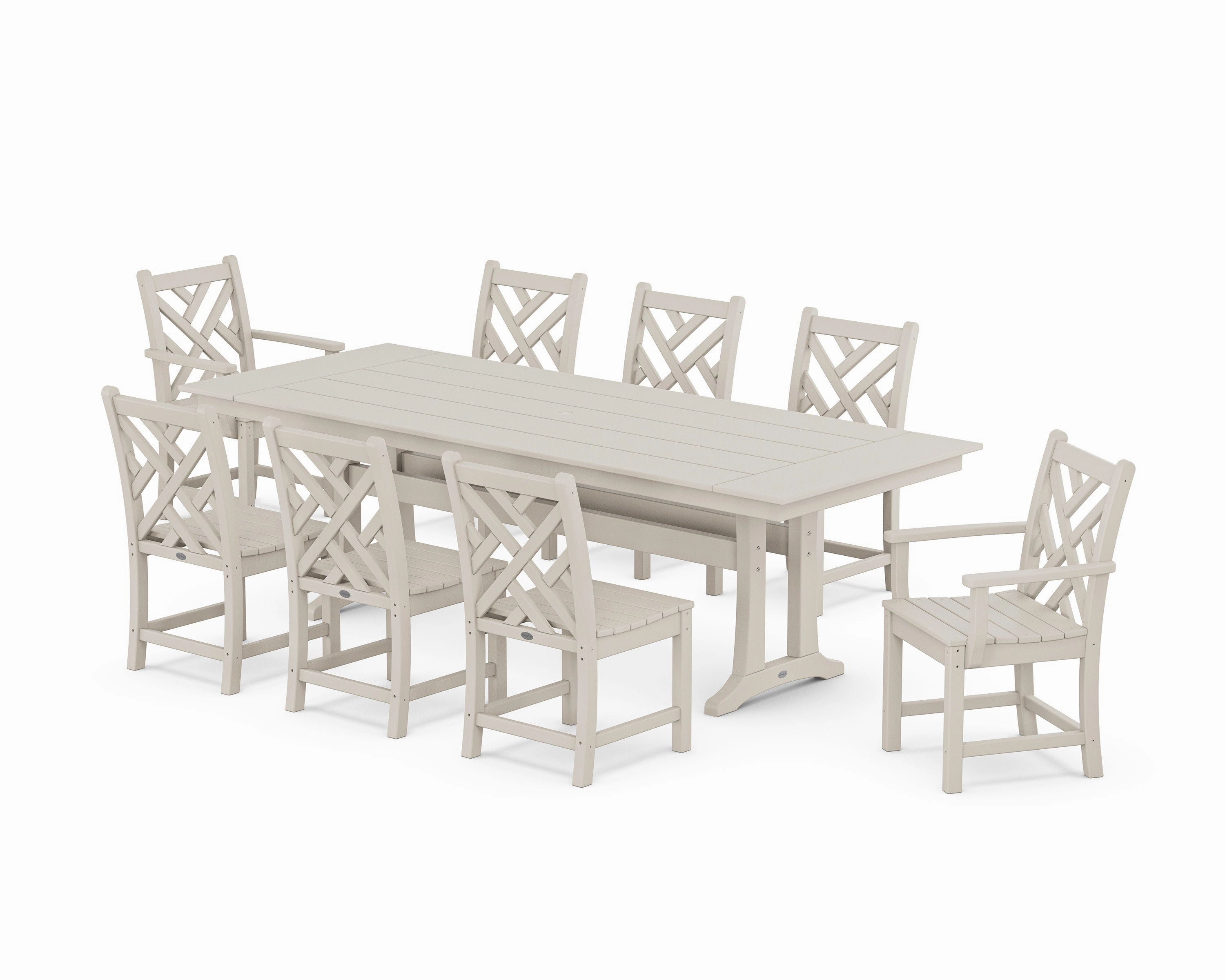 Chippendale 9-Piece Farmhouse Dining Set with Trestle Legs