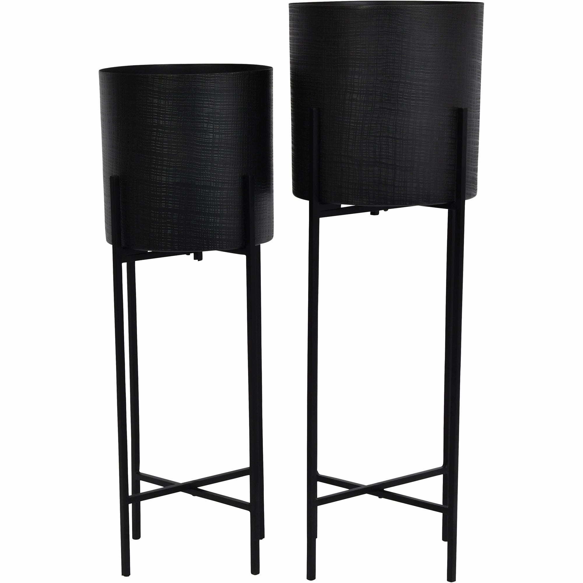 Clyde - Set of 2 Floor Matte Black Standing Plantersoutdoor garden decorative ornaments