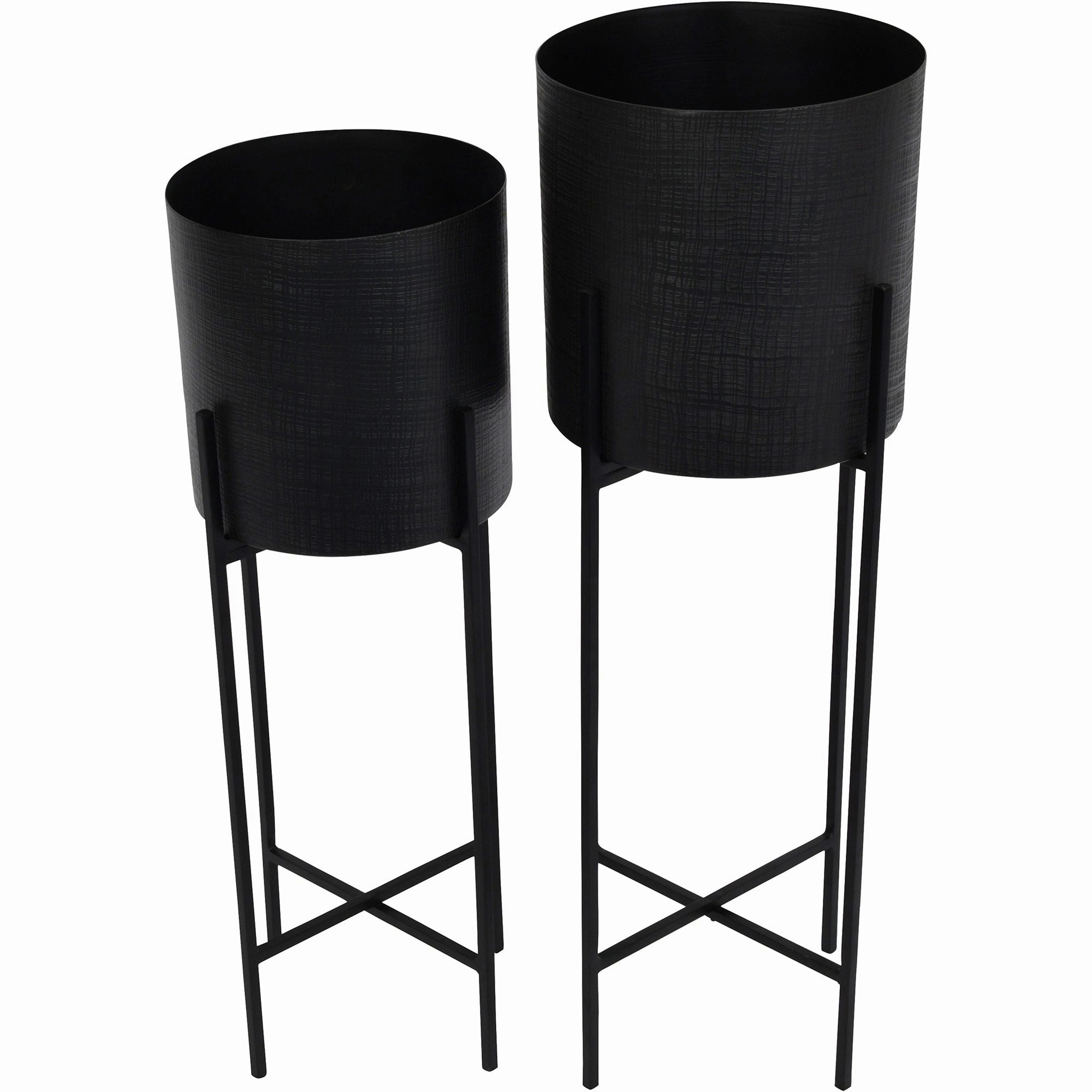 Clyde - Set of 2 Floor Matte Black Standing Planters