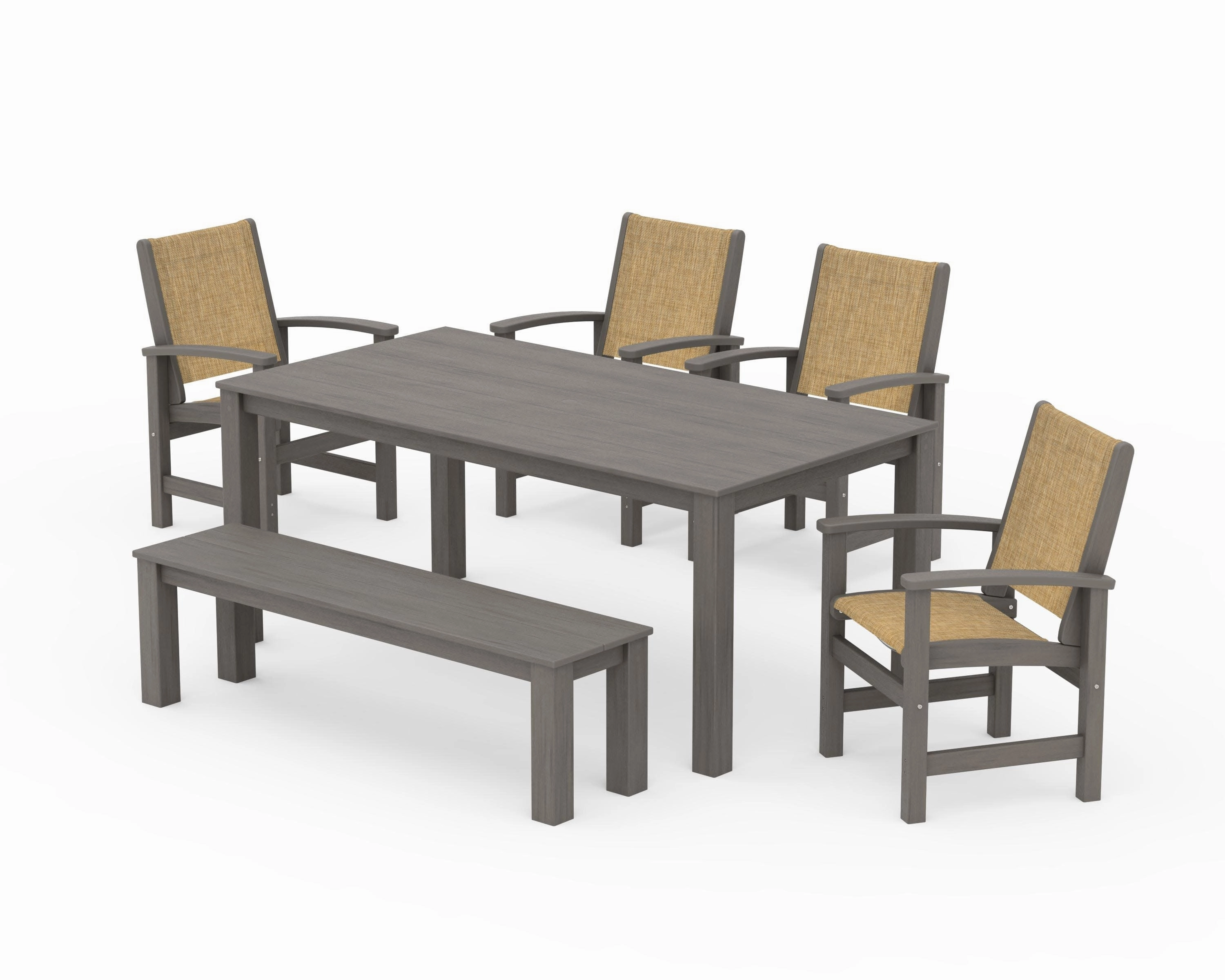 Coastal 6- Piece Parsons Dining Set with Bench