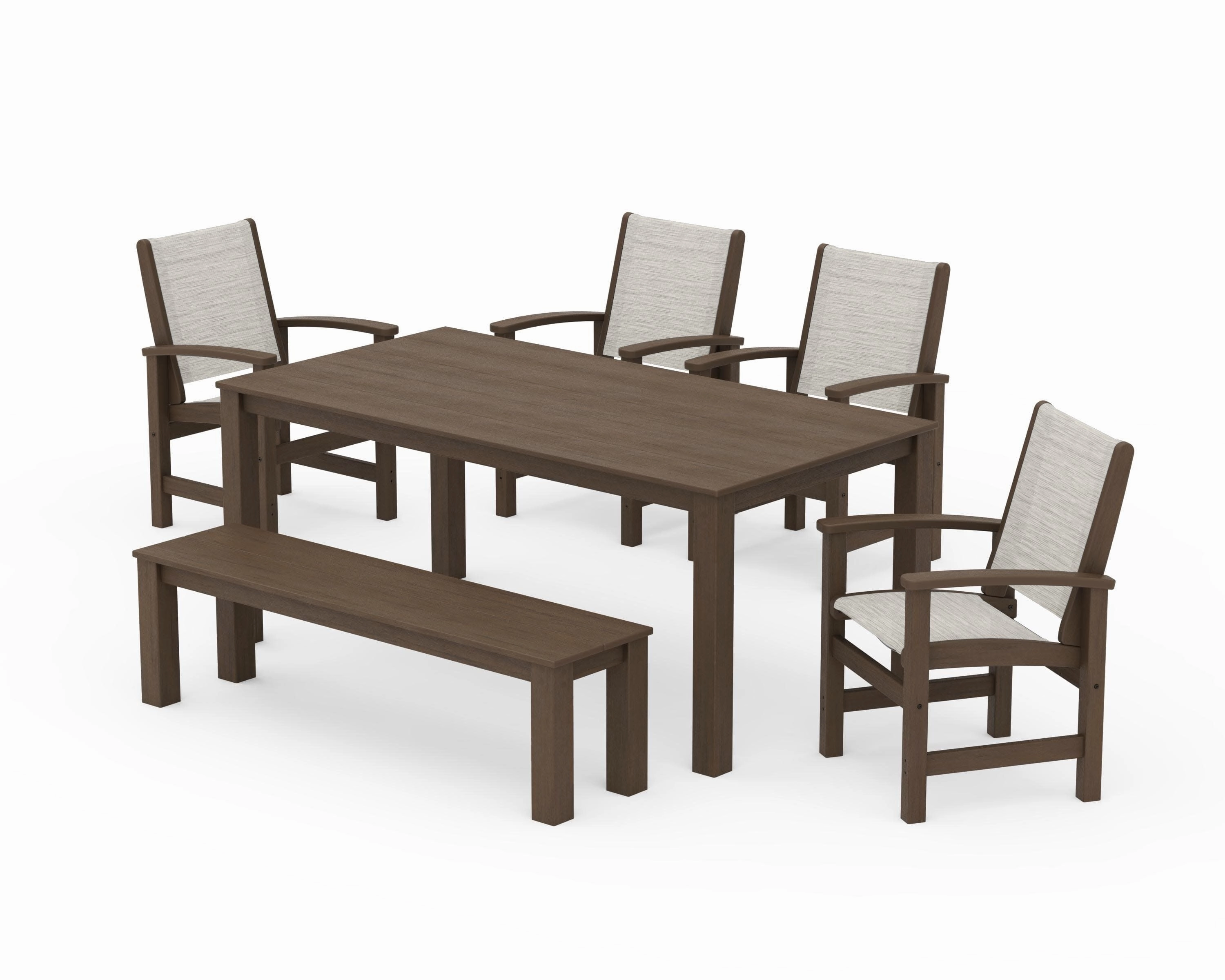 Coastal 6- Piece Parsons Dining Set with Bench