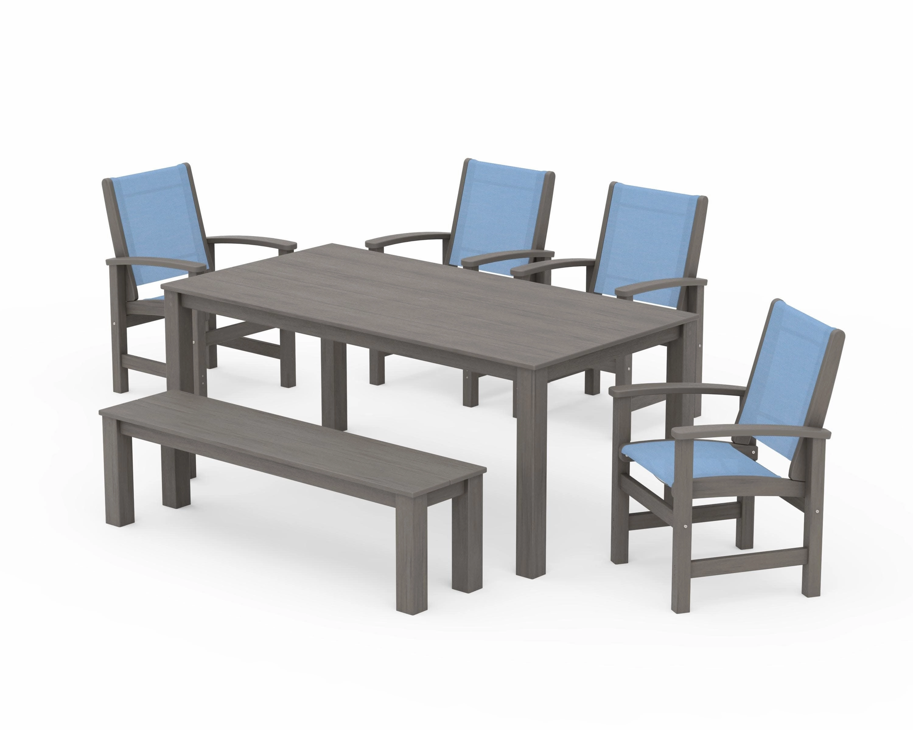 Coastal 6- Piece Parsons Dining Set with Bench