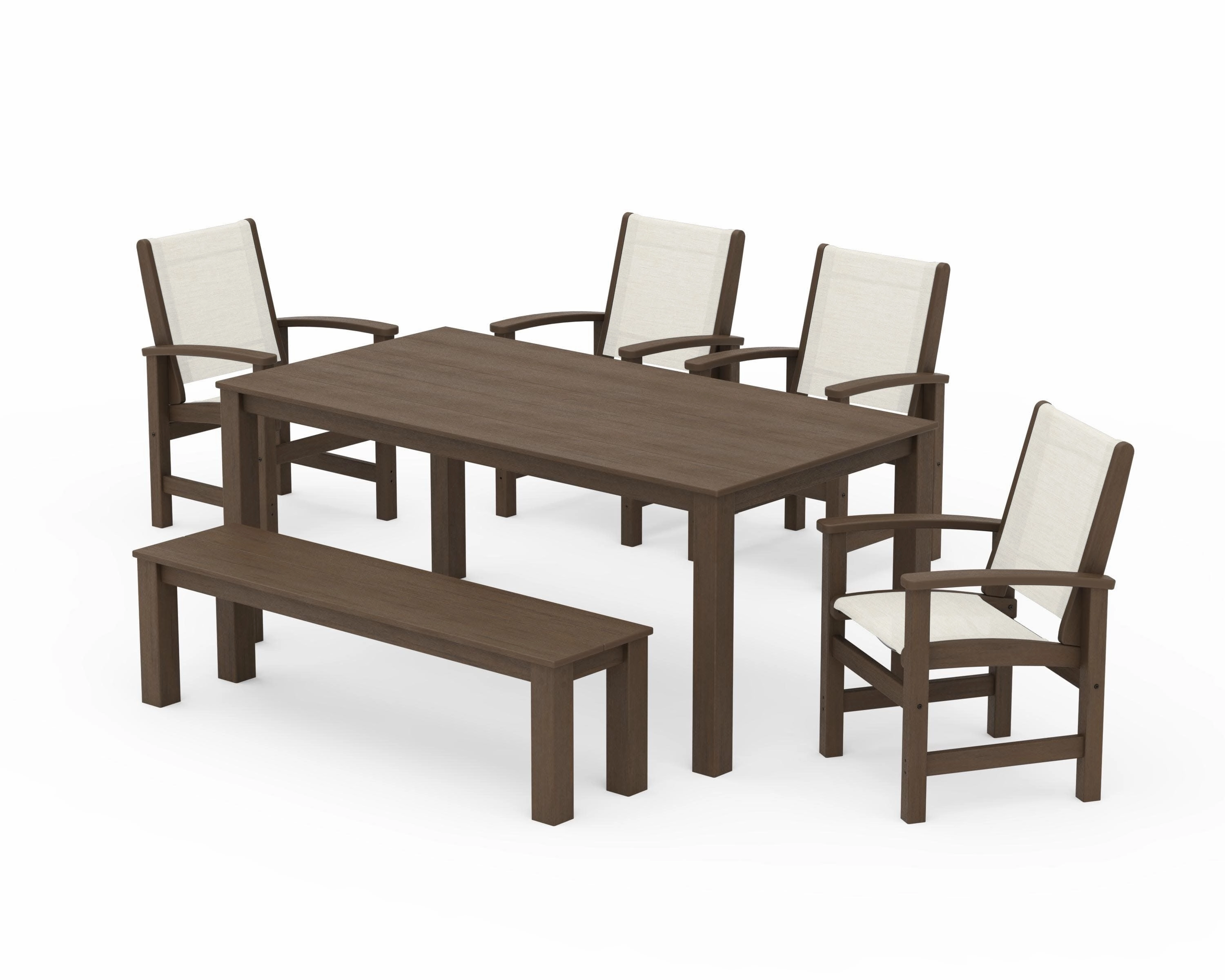 Coastal 6- Piece Parsons Dining Set with Bench
