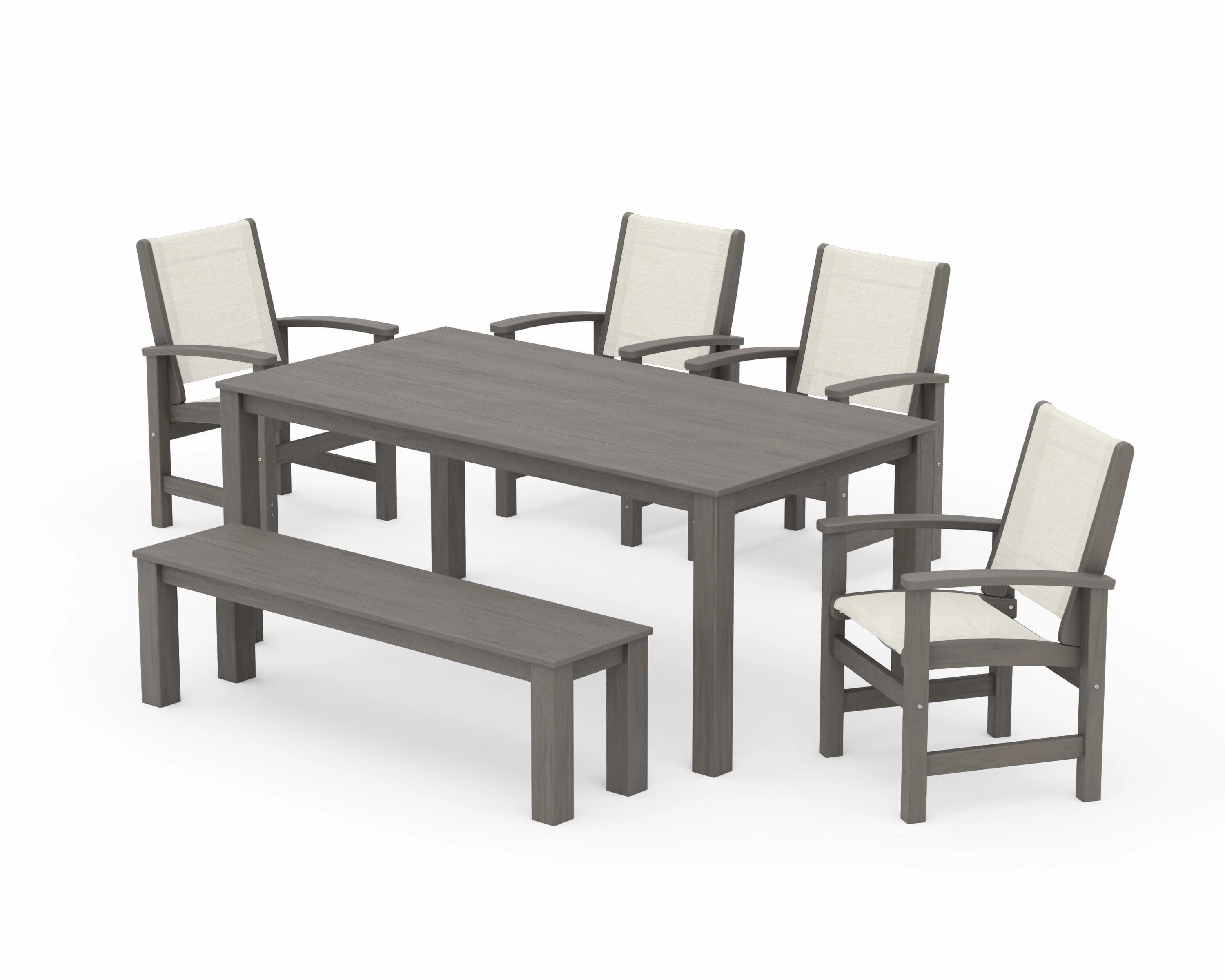 Coastal 6- Piece Parsons Dining Set with Bench