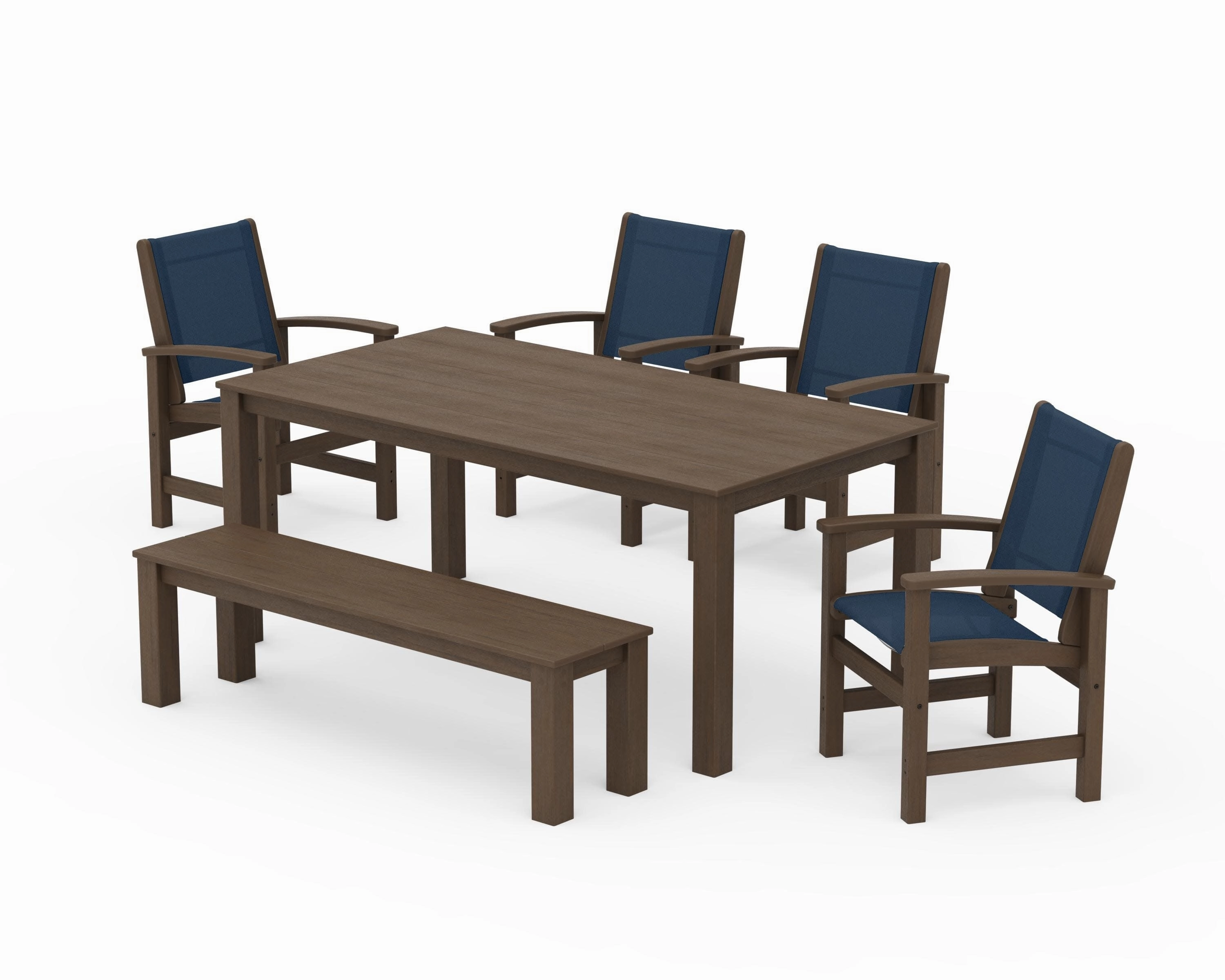 Coastal 6- Piece Parsons Dining Set with Bench