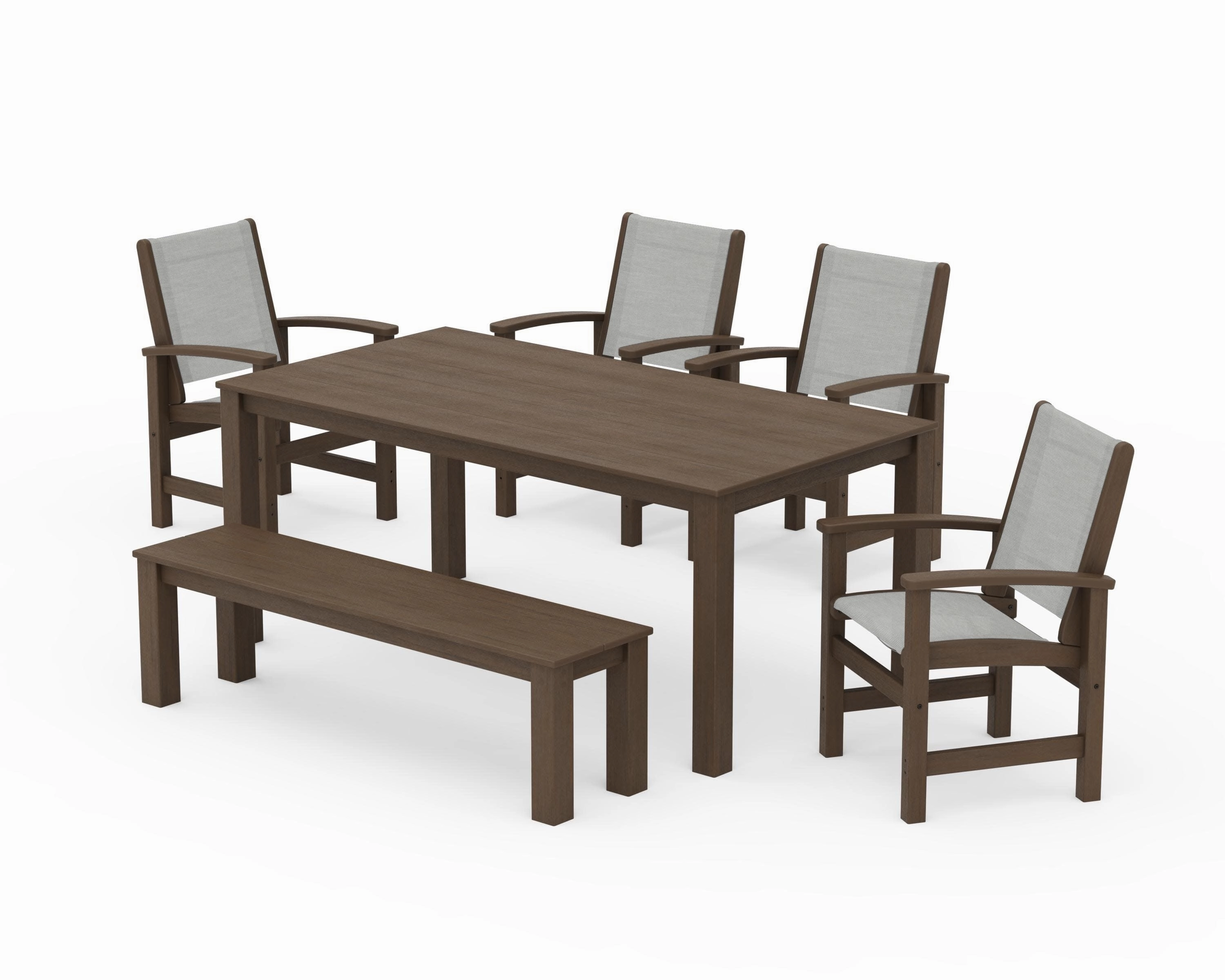 Coastal 6- Piece Parsons Dining Set with Bench