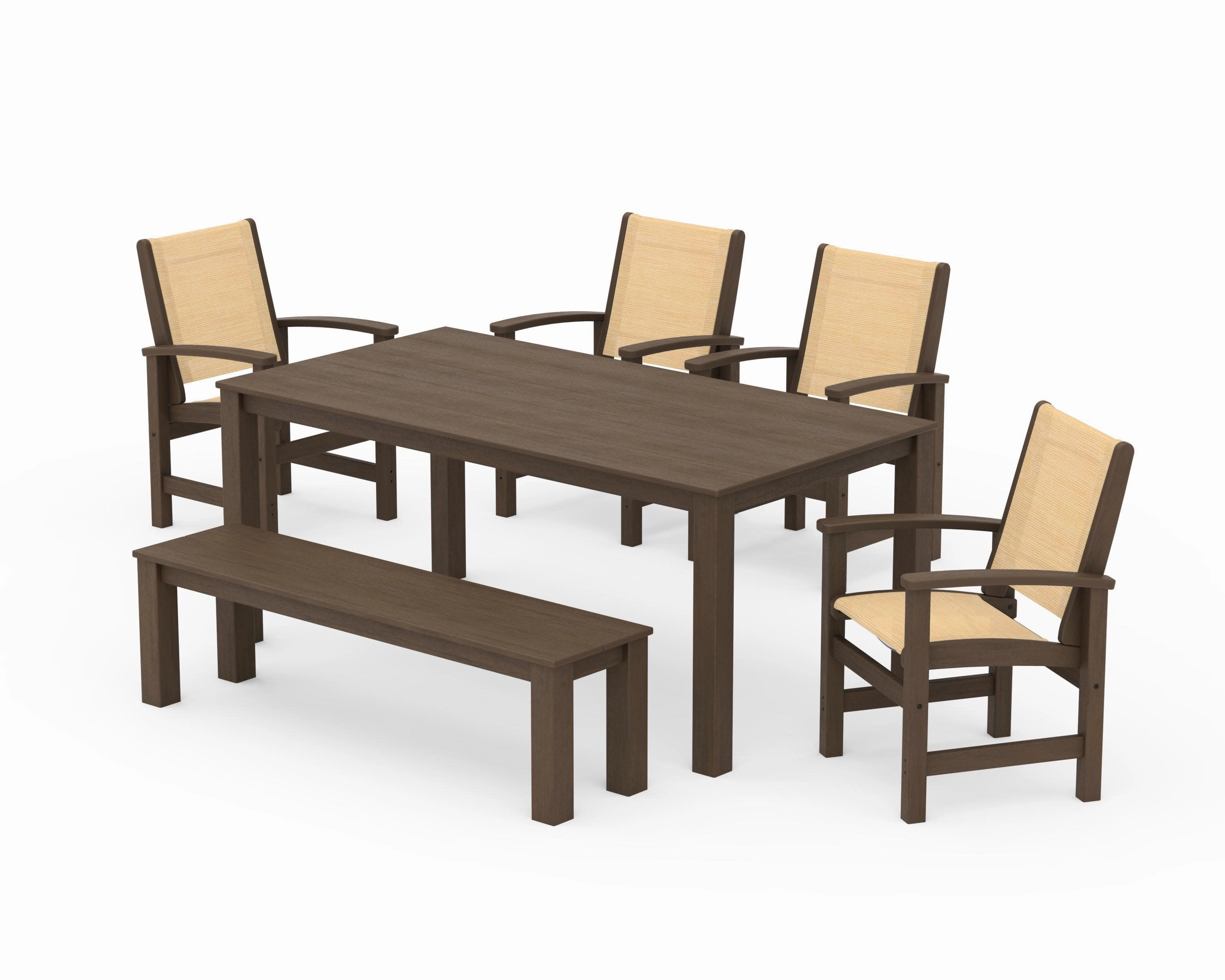 Coastal 6- Piece Parsons Dining Set with Bench