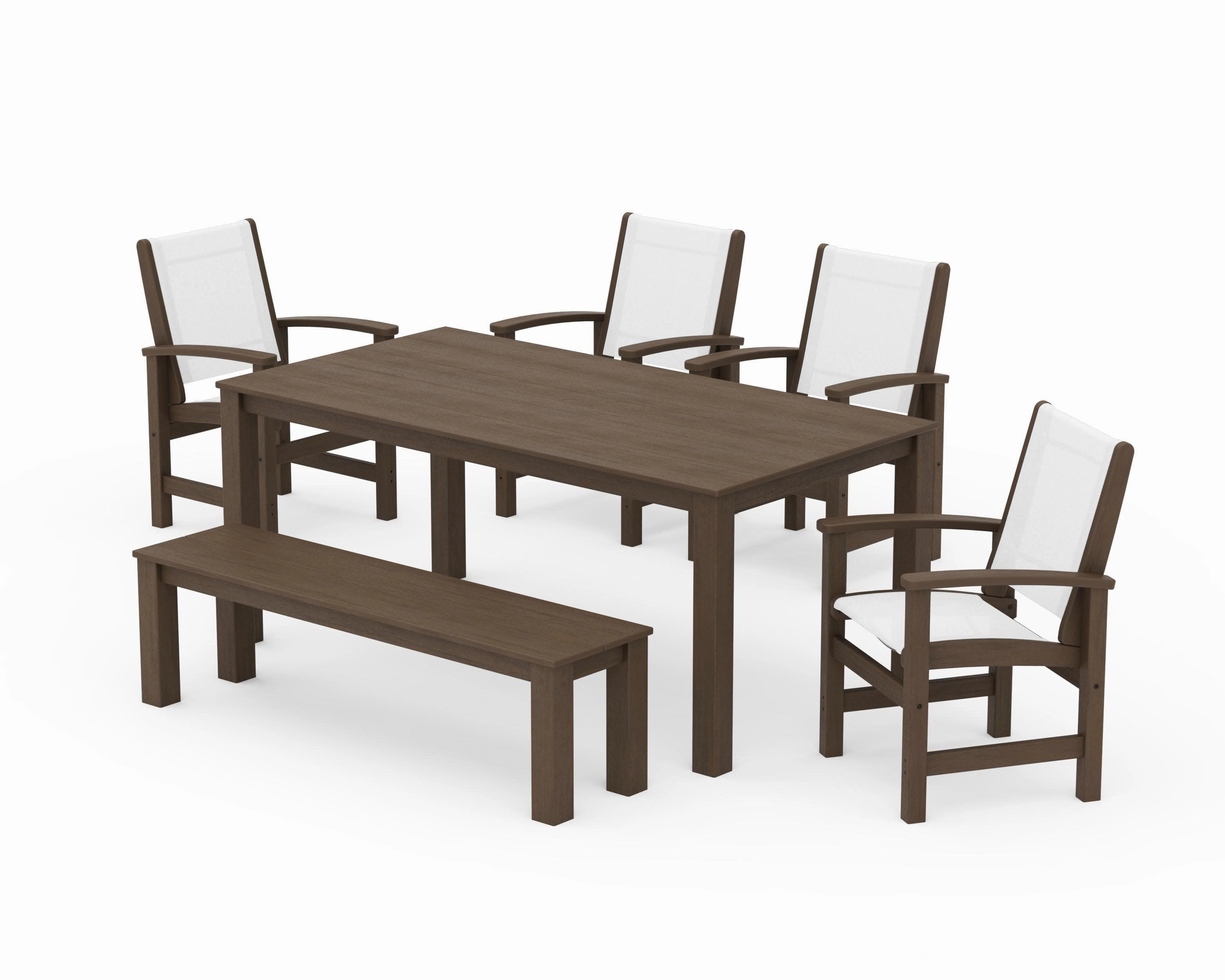 Coastal 6- Piece Parsons Dining Set with Bench