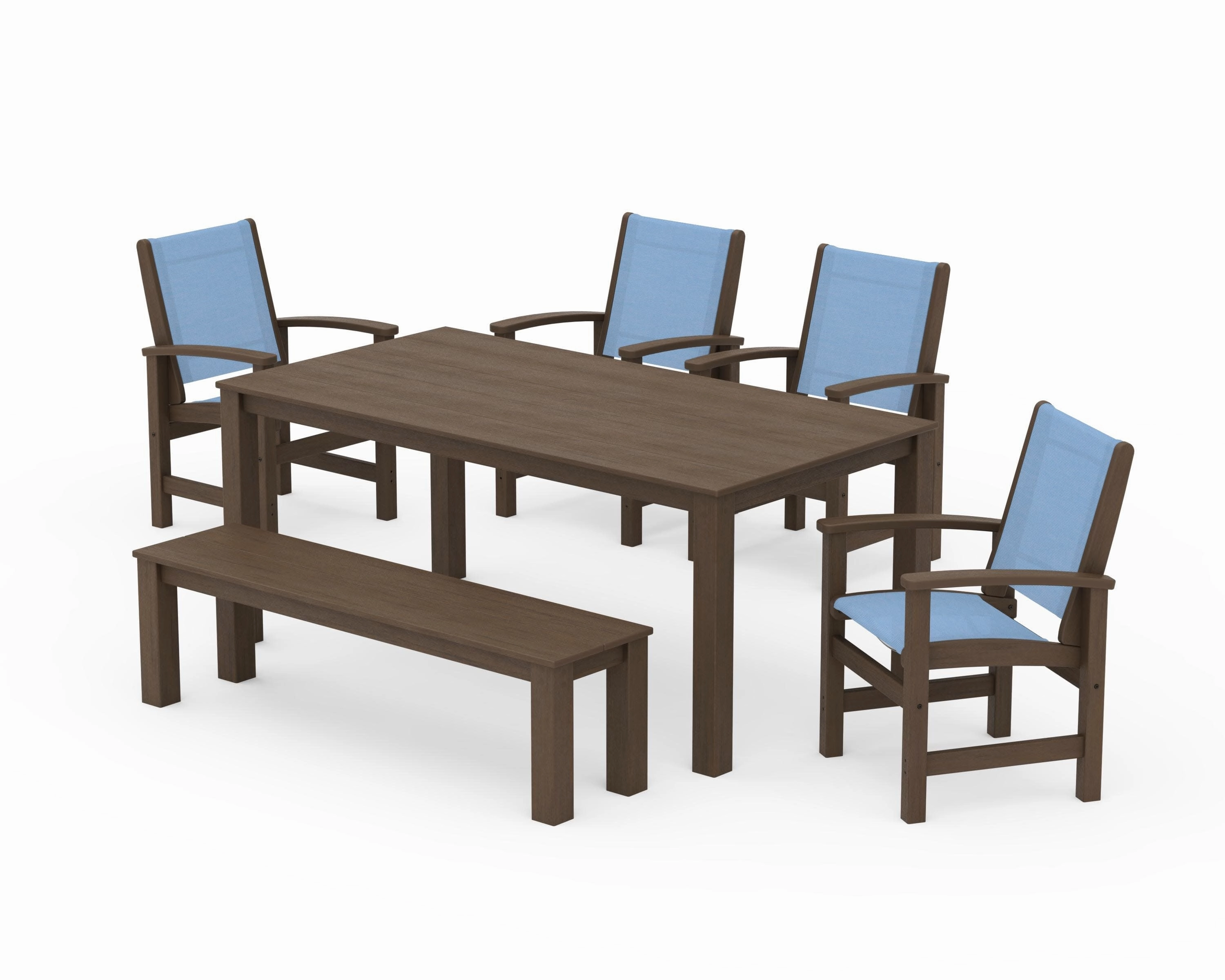 Coastal 6- Piece Parsons Dining Set with Bench