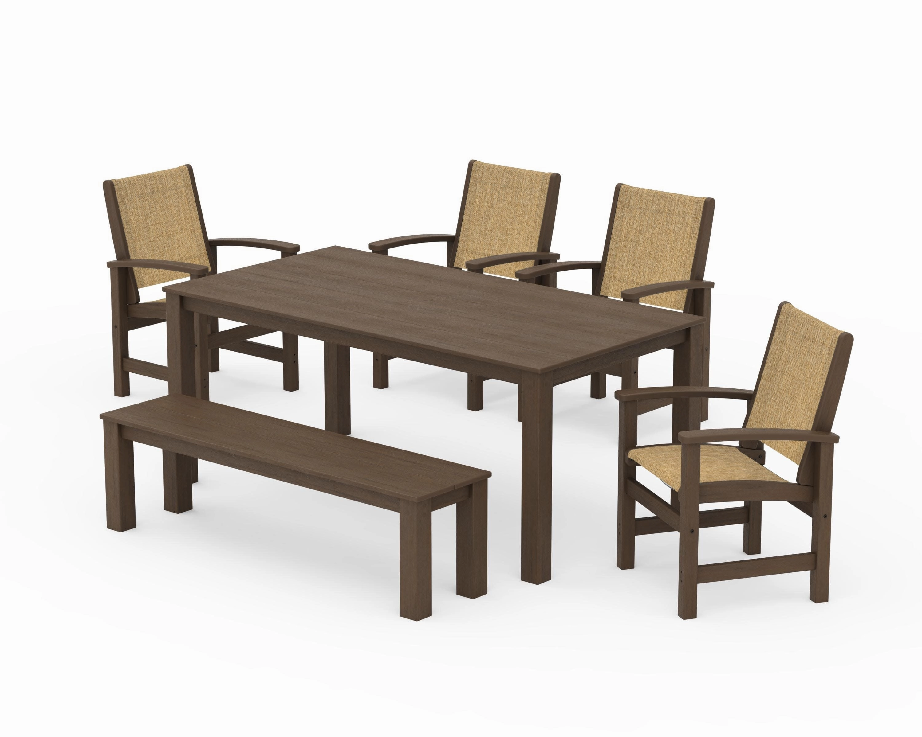 Coastal 6- Piece Parsons Dining Set with Bench