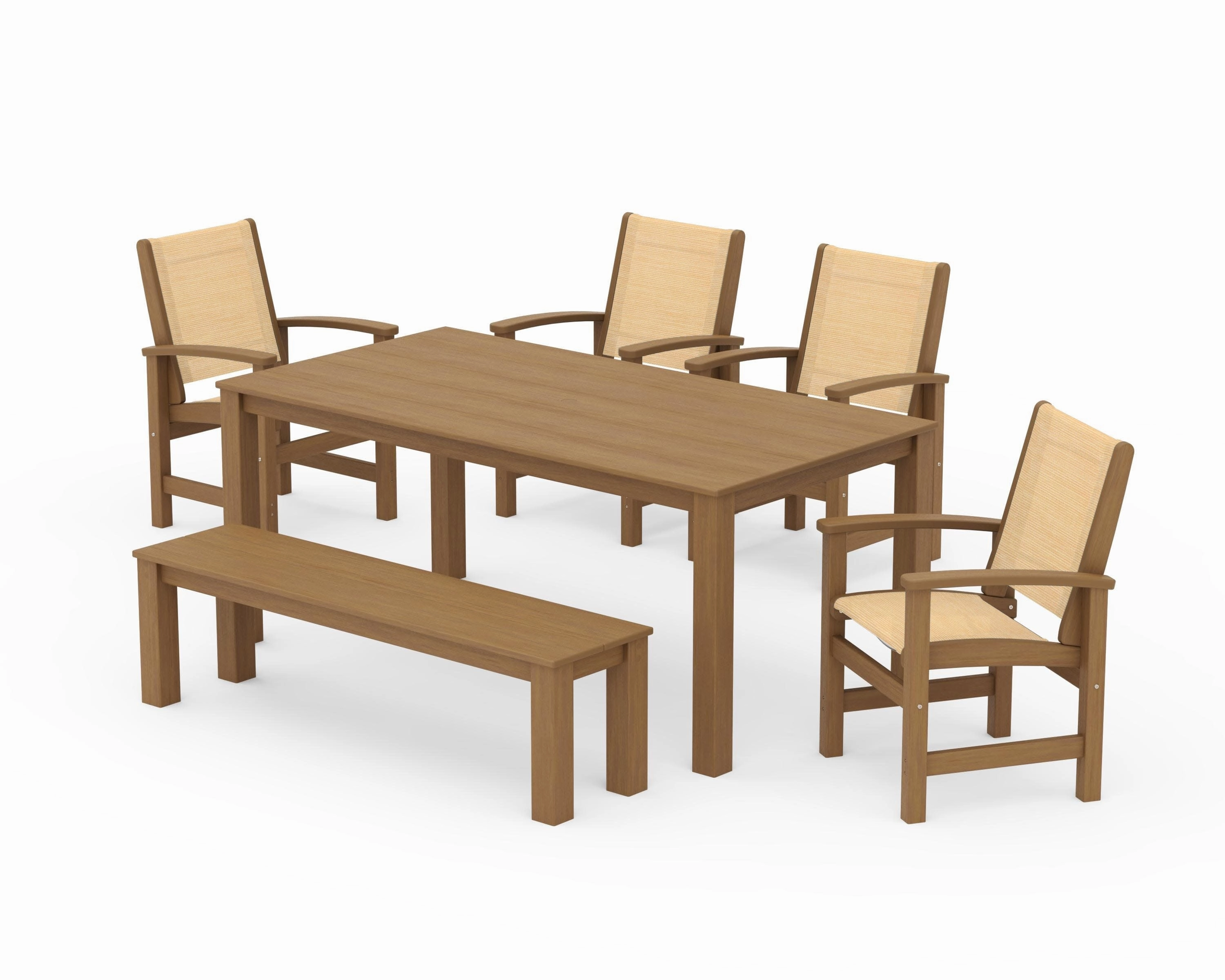 Coastal 6- Piece Parsons Dining Set with Bench