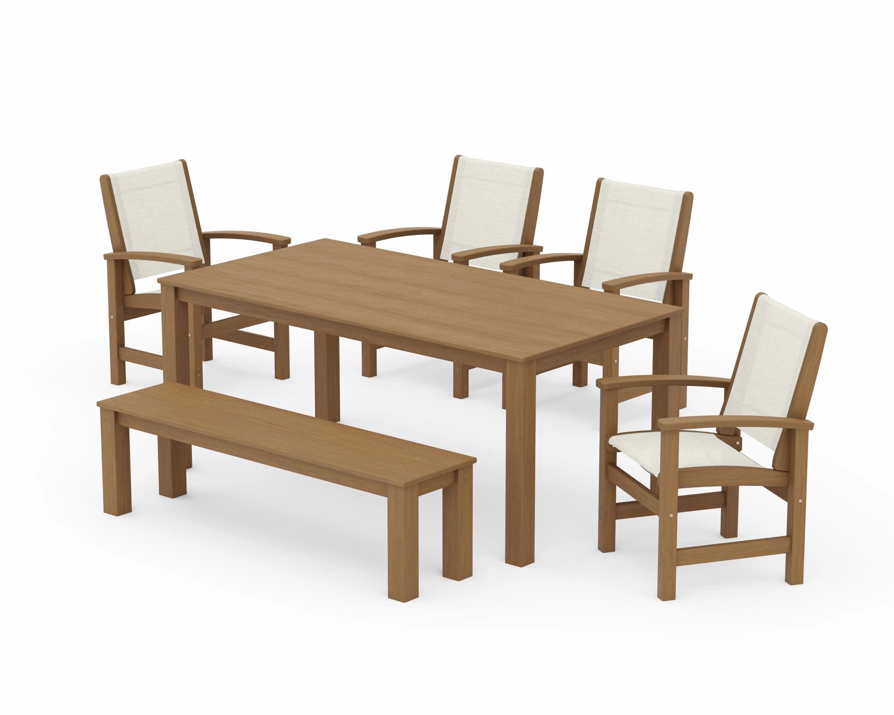 Coastal 6- Piece Parsons Dining Set with Bench