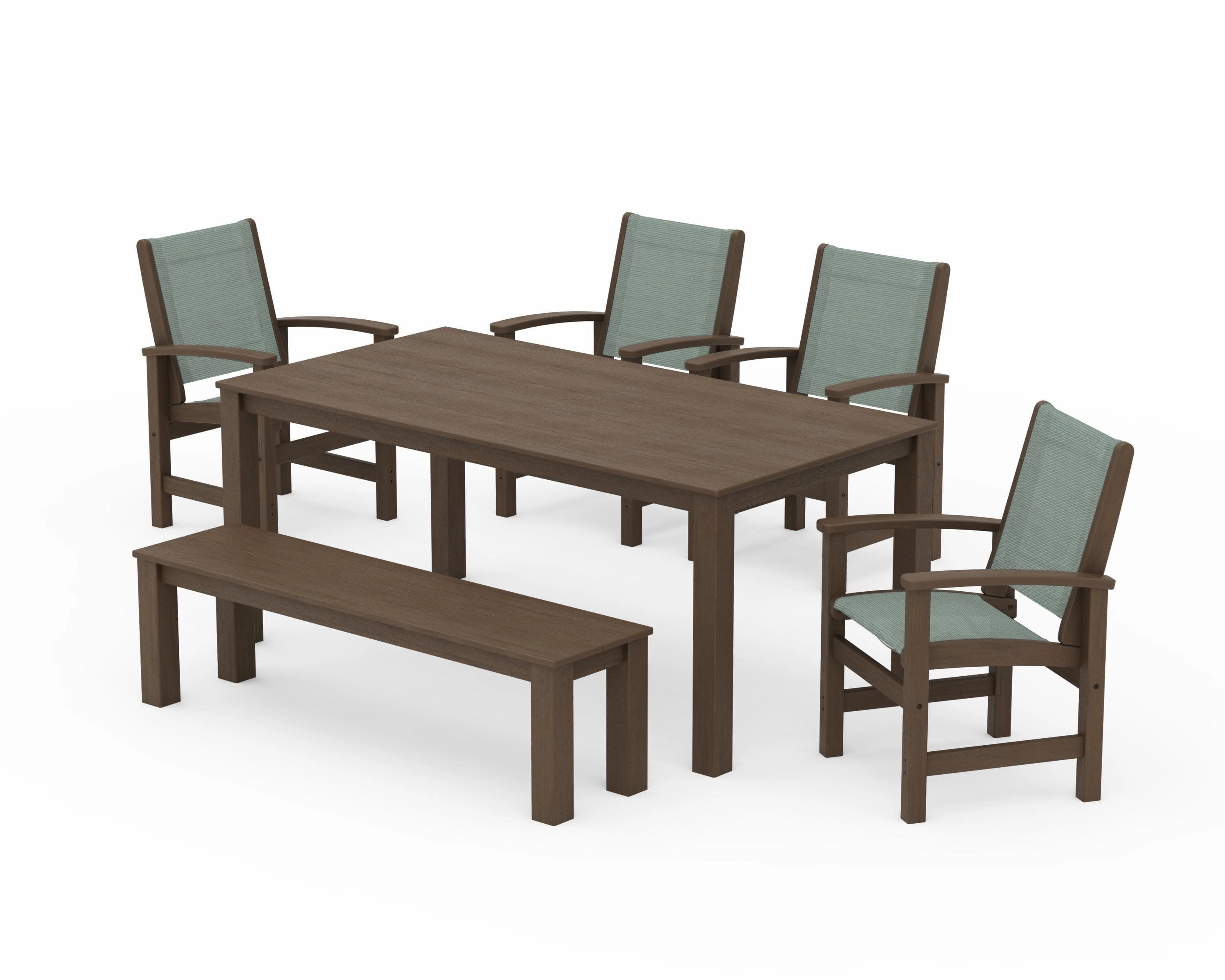 Coastal 6- Piece Parsons Dining Set with Bench